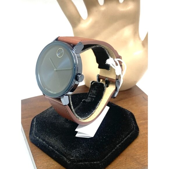 Movado Men's Watch 3601093 Bold Swiss Quartz Blue Dial 40mm Brown Leather Strap - Picture 14 of 14